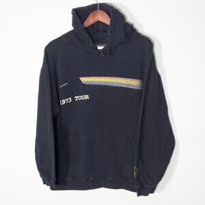 Pink Floyd Women's Hoodie Tourtee Aesthetic Darkside Graphic 1973 Tour Black L